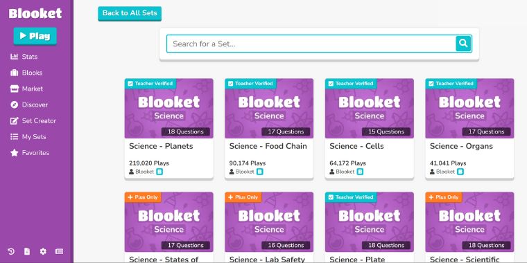 Use Blooket’s Discover function to find pre-made games related to your topic